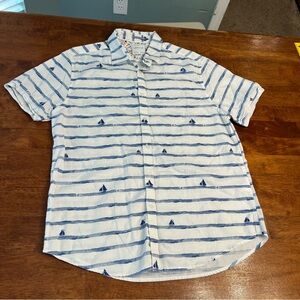 Men's Porter & Ash Blue white Striped button up Shirt size large